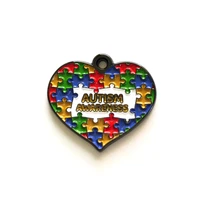 5pcs enamel autism awareness charm for kid jewelry making girl bracelet necklace keychain handmade craft diy accessory wholesale