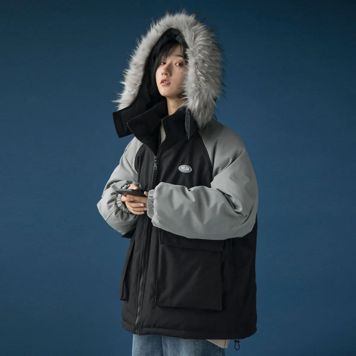 Парка Luck A Утепленная зимняя высококачественная Съемная шапка корейское