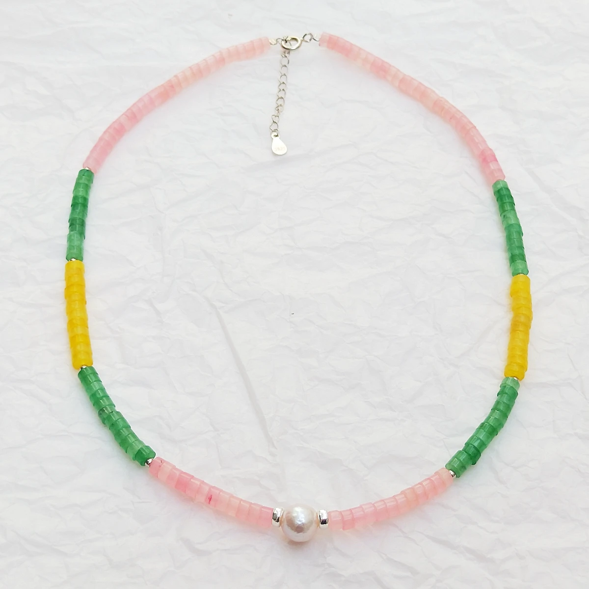 

Lii Ji Mutil Color Choker Necklace Rose Quartz Aventurine Baroque Pearl Necklace 925 Sterling Silver Bohemian Women Jewelry Gift