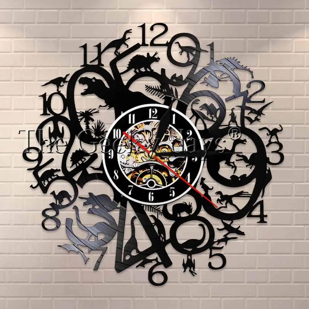 Настенные часы в стиле ретро с различными видами динозавров Т-Рекс домашний