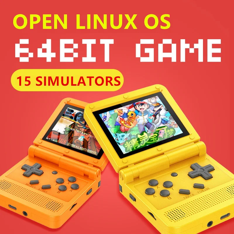 64 бит 3 0 ''IPS экран откидной складной ручной игровой плеер открытый Linux OS Ретро