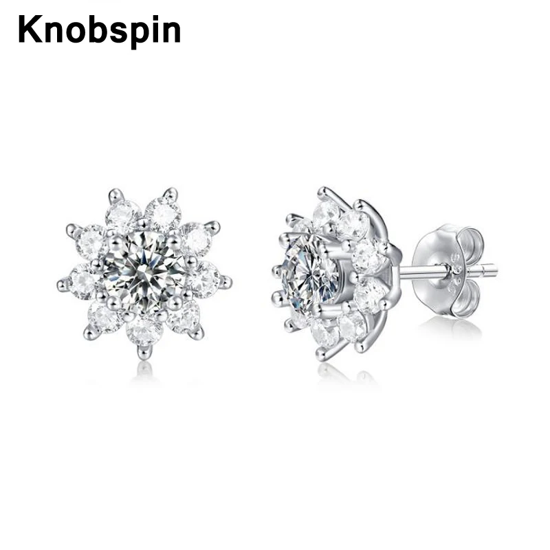 

Knobspin 0.5ct 5 мм настоящий Муассанит Гра серьги 100% 925 стерлингового серебра серьги для женщин Свадебные обручальные кольца вечерние ювелирные у...