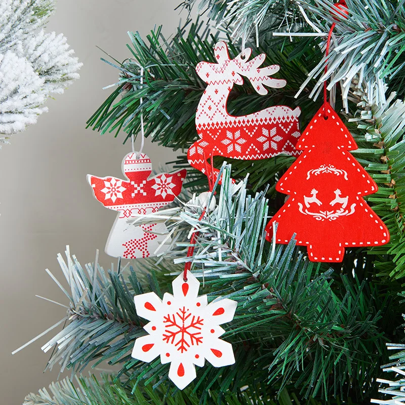 12 шт. деревянные подвесные Подвески с новогодним Деревянная Рождественская елка
