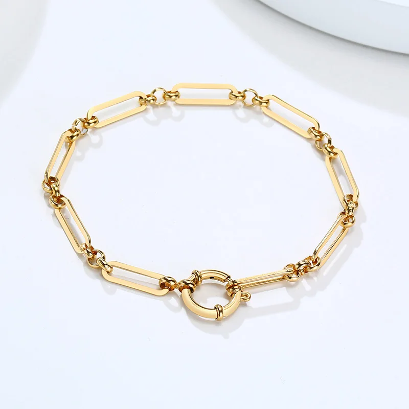 

Gold Color Paper Clip Rectangle Bracelet Stainless Steel ALTA CAPTURE Bracelets for Women Eeveryday Paperclip Jewelry