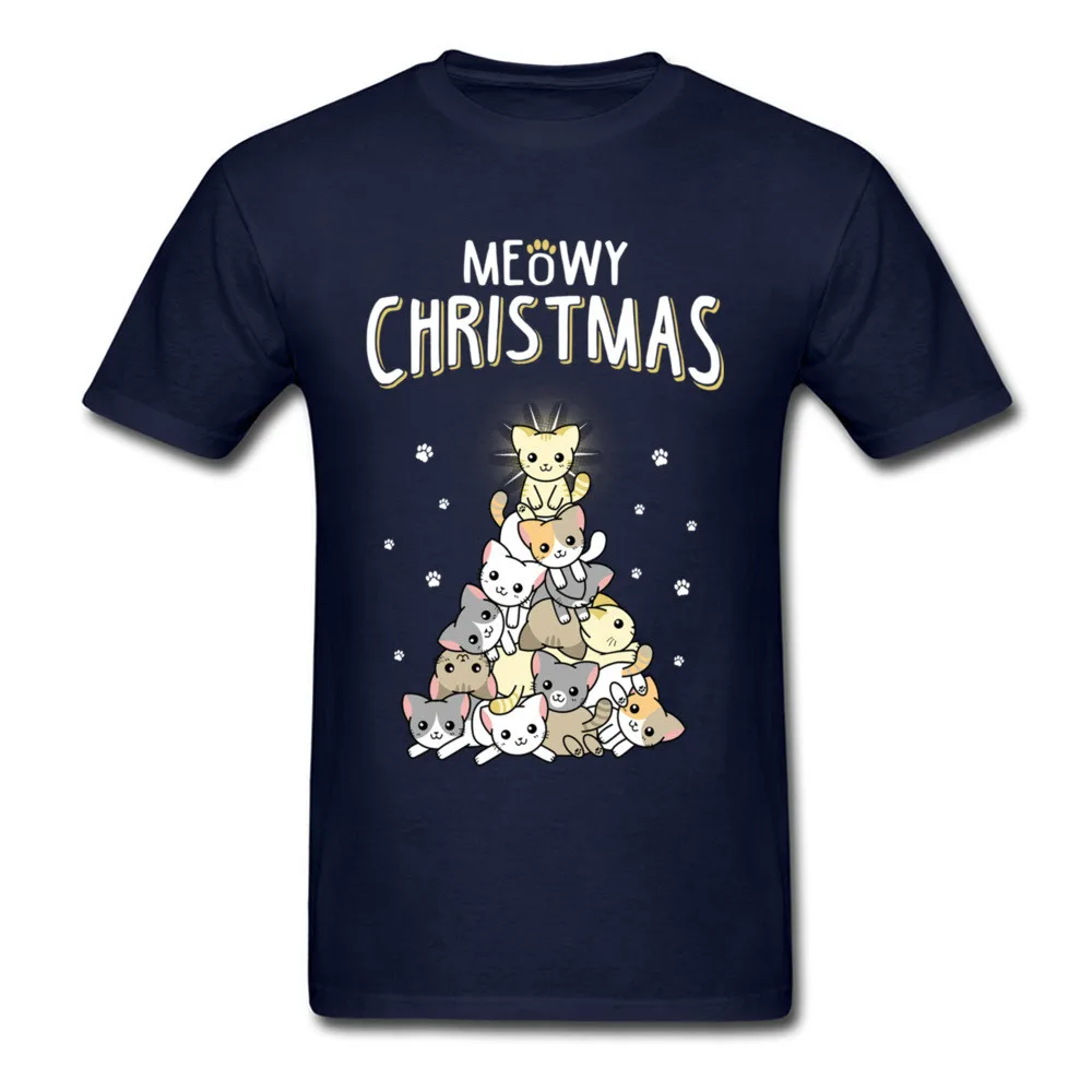 Футболка мужская с рисунком кошки милая мультяшная рубашка Рождественская