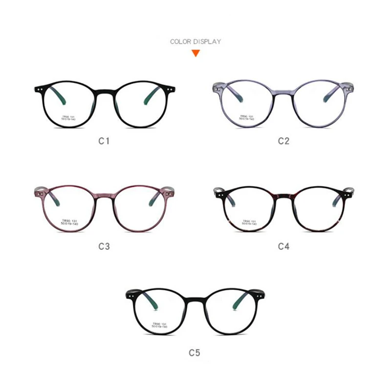 

TR90 Round Finished Myopia Glasses Women Men Anti-blue Light Minus Lens Prescription Spectacle -0.5 -0.75 -1.0 -1.5 To -6.0