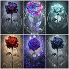 Яркая алмазная живопись YI, полная Алмазная картина, цветок 5D, алмазная вышивка сделай сам, роза, вышивка крестиком, искусство стен
