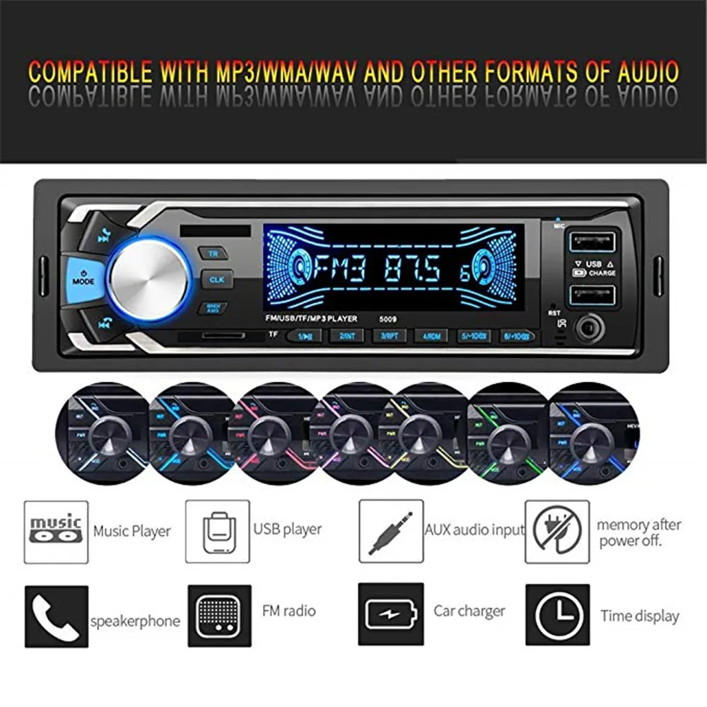 Автомагнитола 5009 1 Din 12 В Bluetooth автомагнитола с дистанционным управлением FM радио