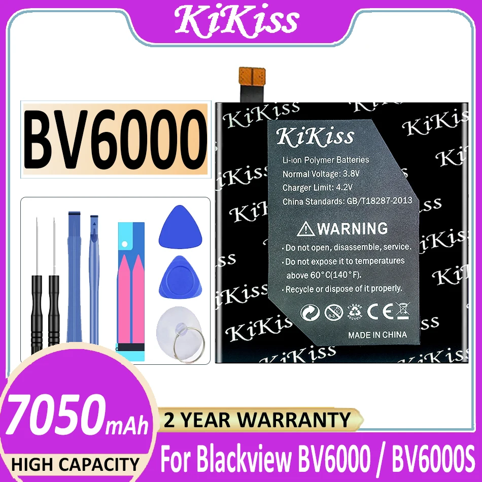 

7050mAh KiKiss Replacement Battery Li-ion Polymer Smart Phone Batteries for Blackview BV6000 BV6000S Phone V756161P Battery