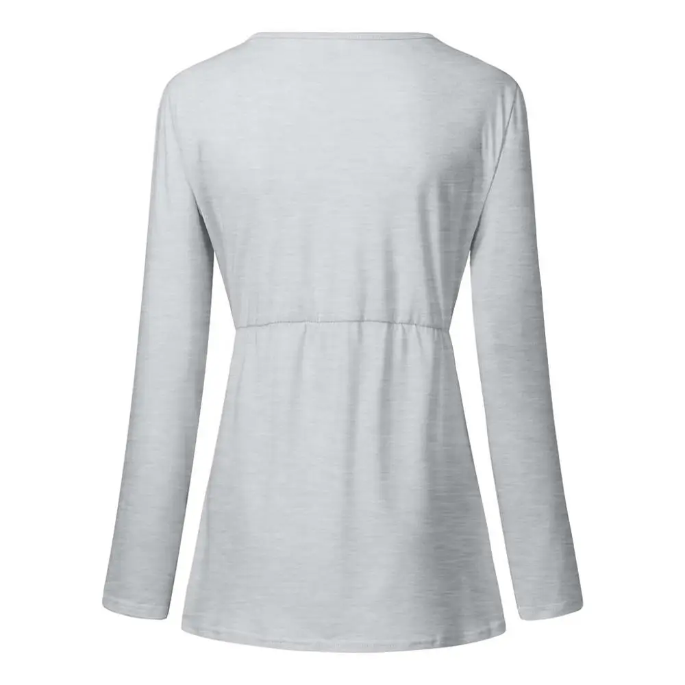 Рубашка для кормящих мам однотонный топ с длинными рукавами и v-образным вырезом