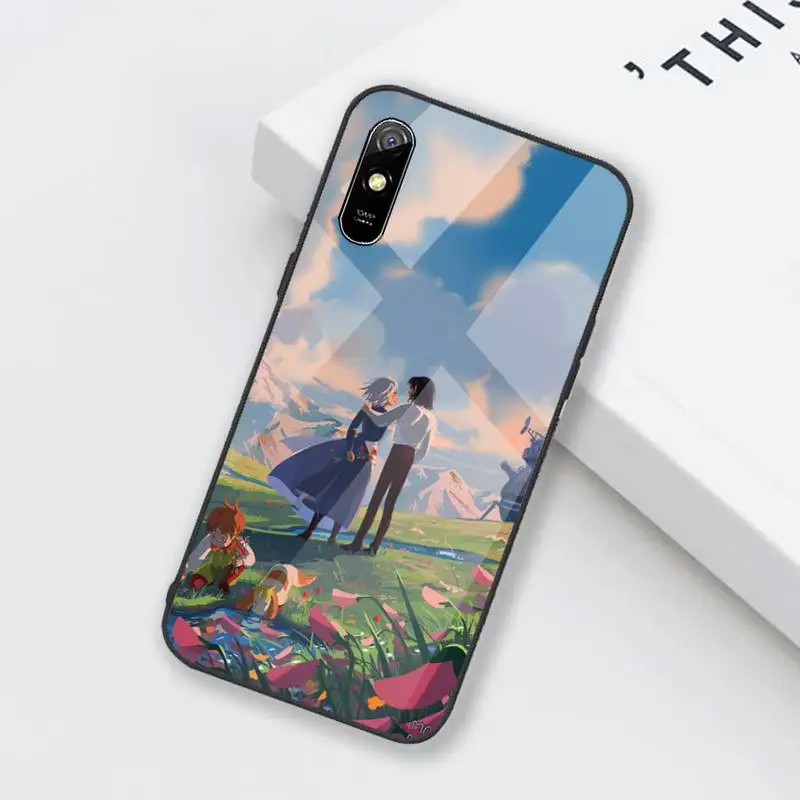 

Howls Moving Castle Phone Case Tempered glass For xiaomi Redmi 4X 5 6 6A 8 8SE MIX 2 2S Note 3 4 5 6 7 PLUS PRO