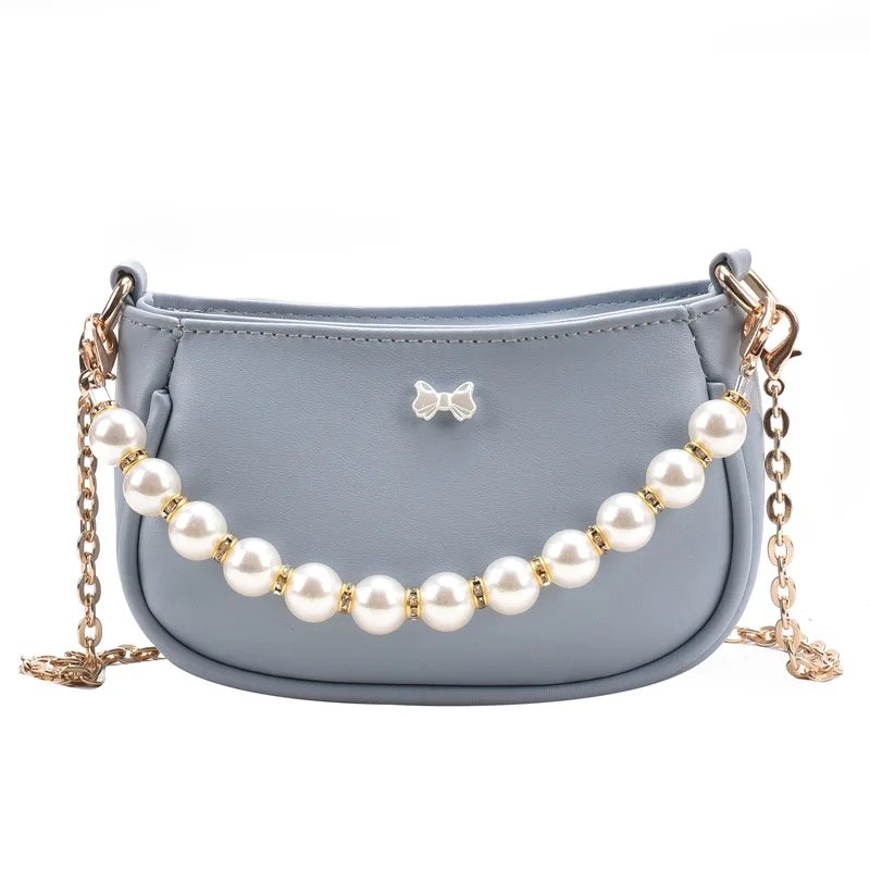 

Pearl Beaded Design Chain Shoulder Bags for Women 2021 Summer Casual Small Luxury Brand Handbags Quality Female Crossbody Bag