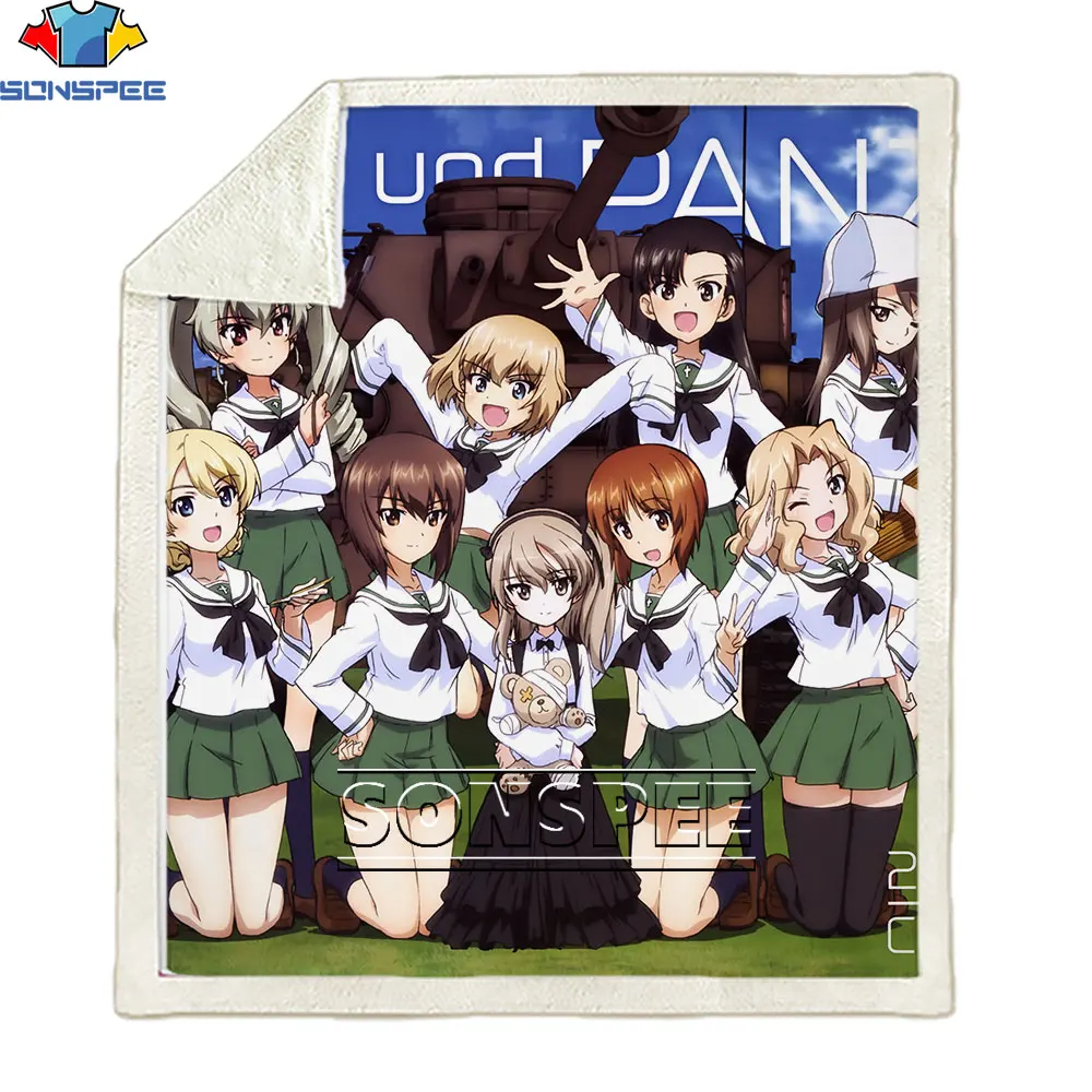 

SONSPEE Japan Anime Cute Girl 3D Printed Hoodie Hooded Girls Und Panzer Boys Girls Blanket Unisex Lazy Blanket Flannel Indoor