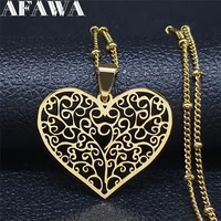 2022 fashion tree of life stainless steel chain necklace women gold color necklaces pendants jewelry cadenas mujer n3044s02