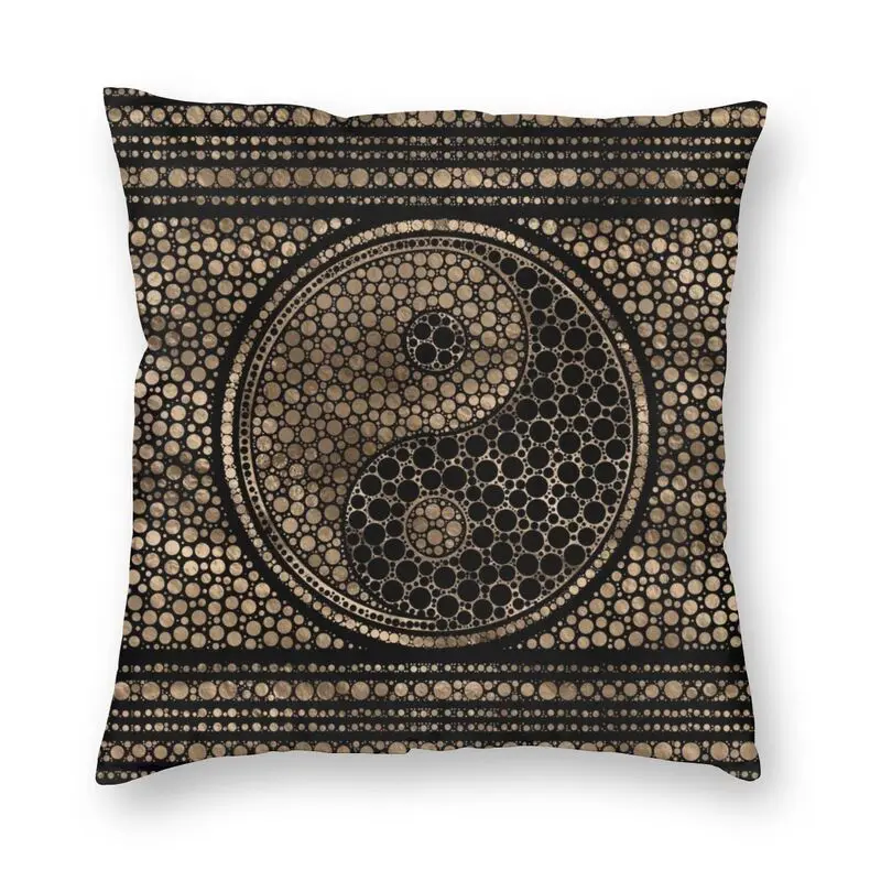 

Черно-Золотая наволочка в горошек Yin Yang, домашний декор, балансировка, медитация, подушки, подушка для дивана, двусторонняя печать
