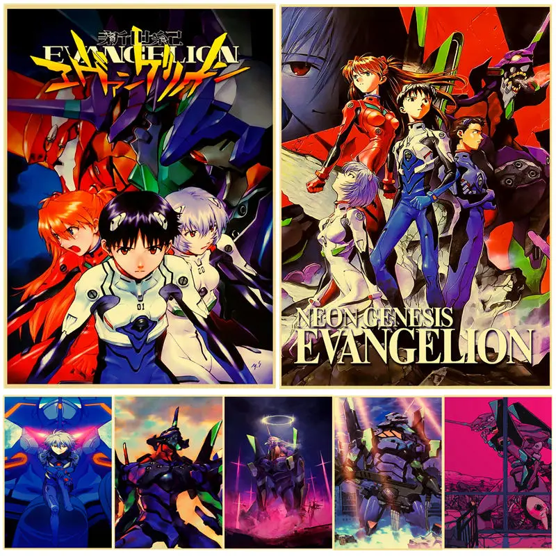 

Аниме Евангелион, постеры, Винтажные Украшения из крафт-бумаги для дома, гостиной, Декор, Эва, живопись, искусство, кафе, настенные наклейки