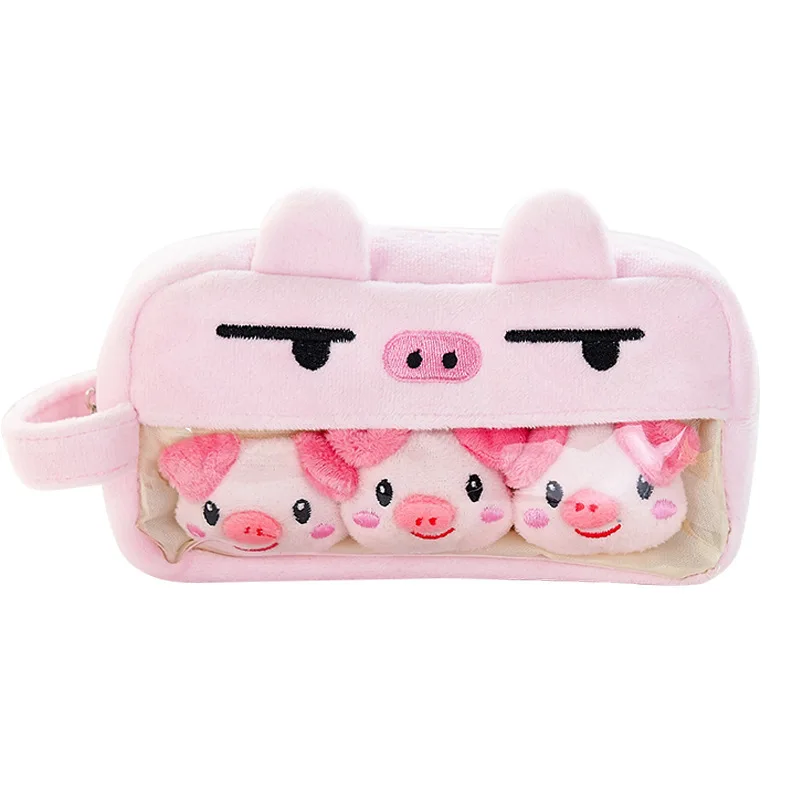 

Kawaii korean student plush animal plush pencil bag stationery pencil case boy girl gift high capacity school bag supplie
