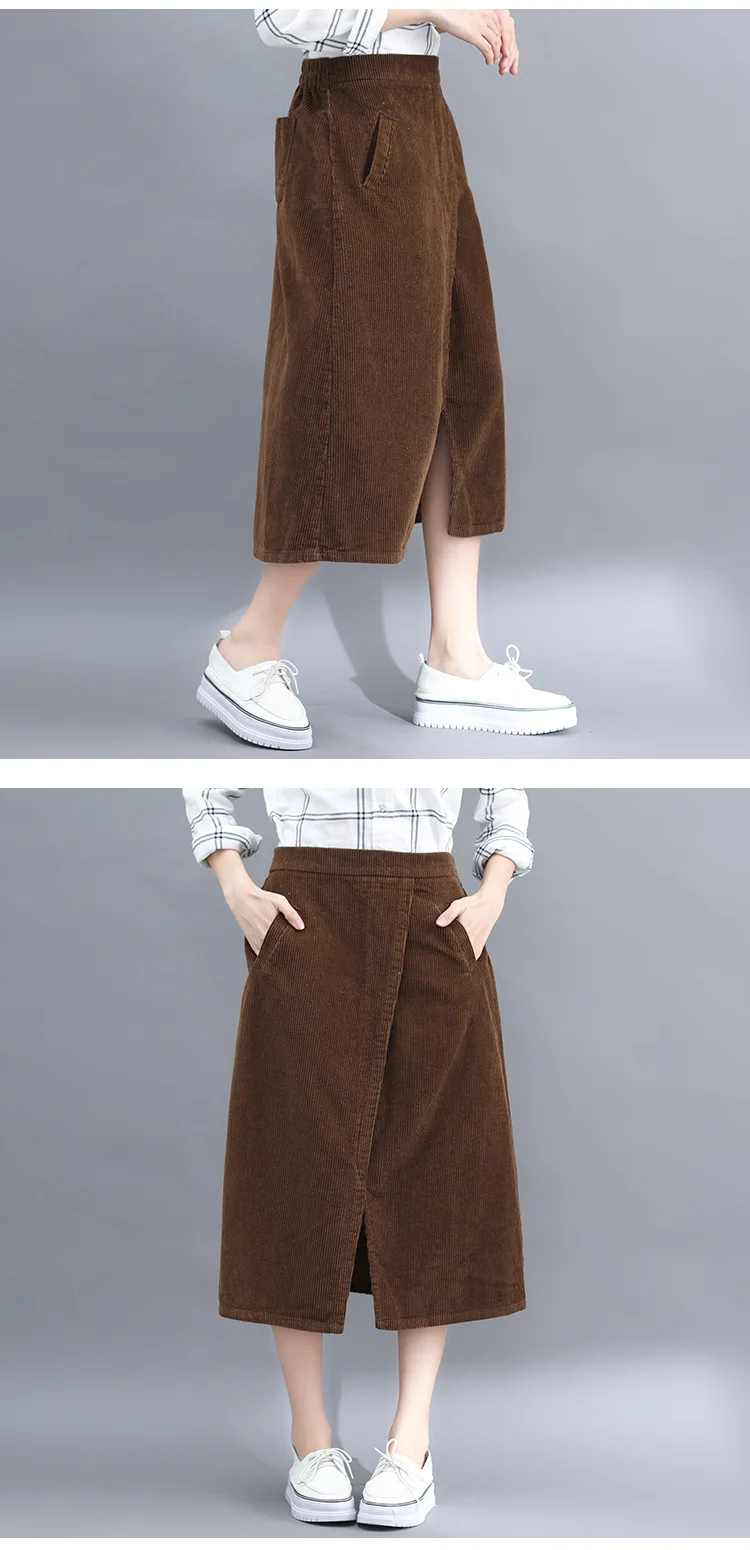 Faldas mujer moda Осенняя новая юбка versa Вельветовая юбка большого размера Женская faldas largas mujer