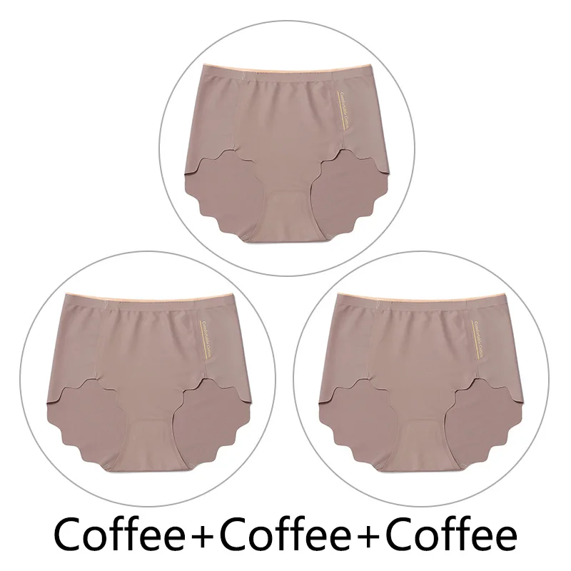 Coffee Coffee Coffee 3 шт., Мягкие Бесшовные трусы, женские сексуальные трусики с оборками, женское Ультра тонкое нижнее белье, женские L-XXL, большие размеры, нижнее белье, новинка - Цвет: Coffee Coffee Coffee