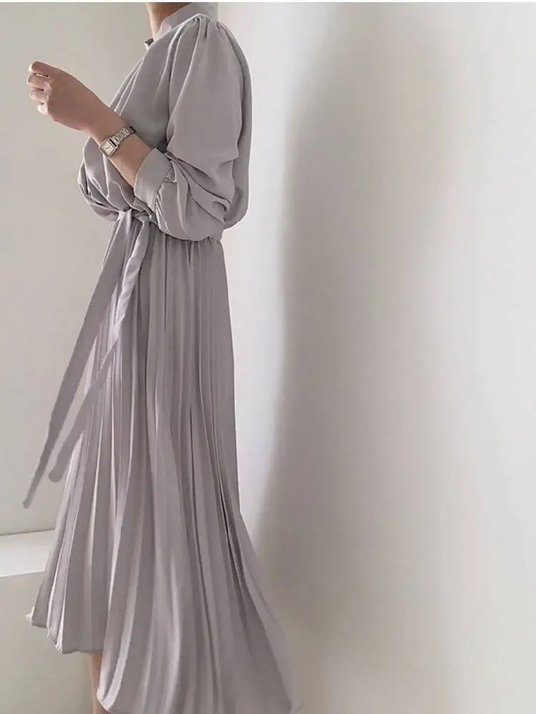 

S-Xl Plus Size New Spring Dress Girls Boho Solid Female Vintage Dress Party Oversize Long Sleeve Women Dresses Robe Vestido