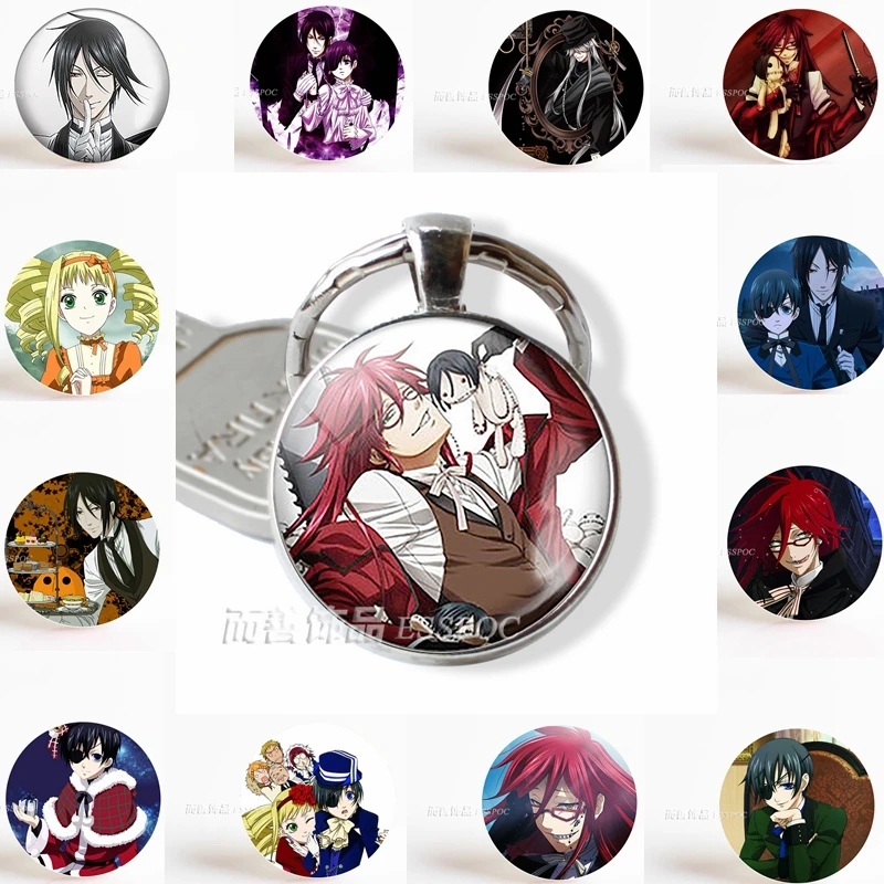 Черный Дворецкий металлический брелок Kuroshitsuji Ciel Phantomhive Sebastian Grell Madame Red Эмблема