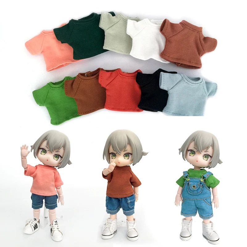Одежда Obitsu 11 ob11 Молли ГСК для кукол 1/12bjd Однотонная футболка с коротким рукавом