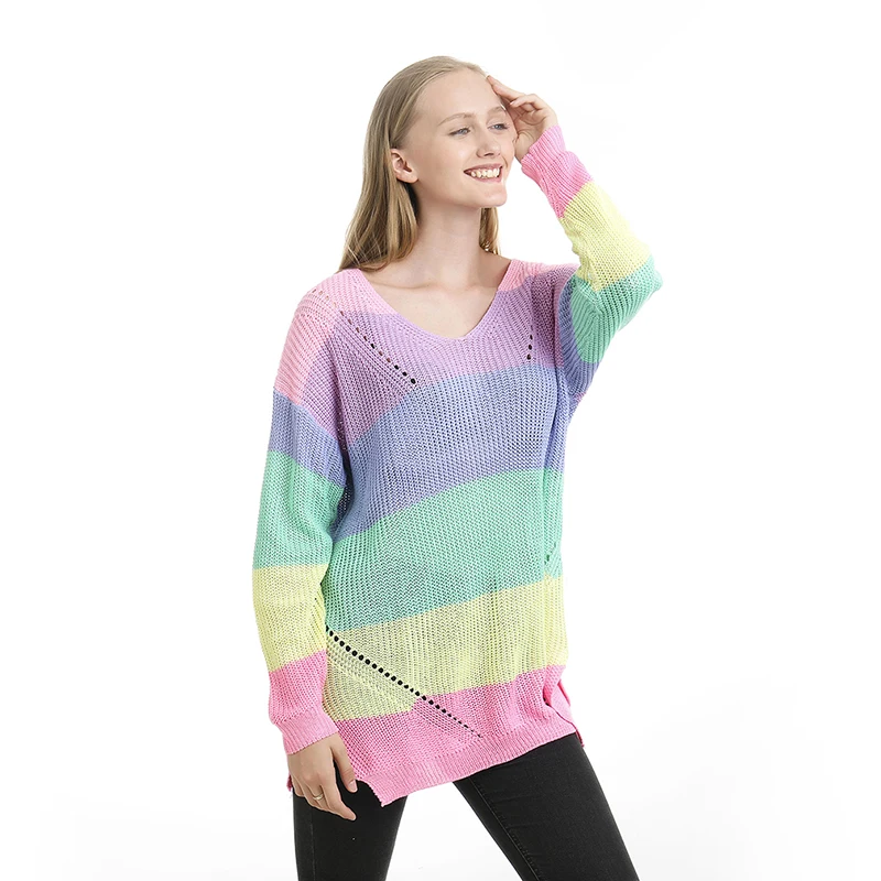 

2021 Fashion Women V-neck Sweaters Long Sleeve Soft Autumn Winter Casual Sweater Thick Warm Pullover Tops