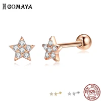gomaya 925 sterling silver stud earrings women full 5a clear cubic zirconia star small earring anniversary hot sale fine jewelry