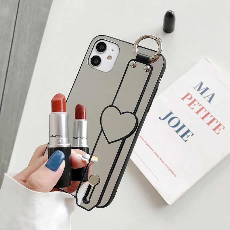 Зеркальный чехол Makup с ремешком на руку для iPhone 11 Pro Max чехлы женщин XR X XS роскошный