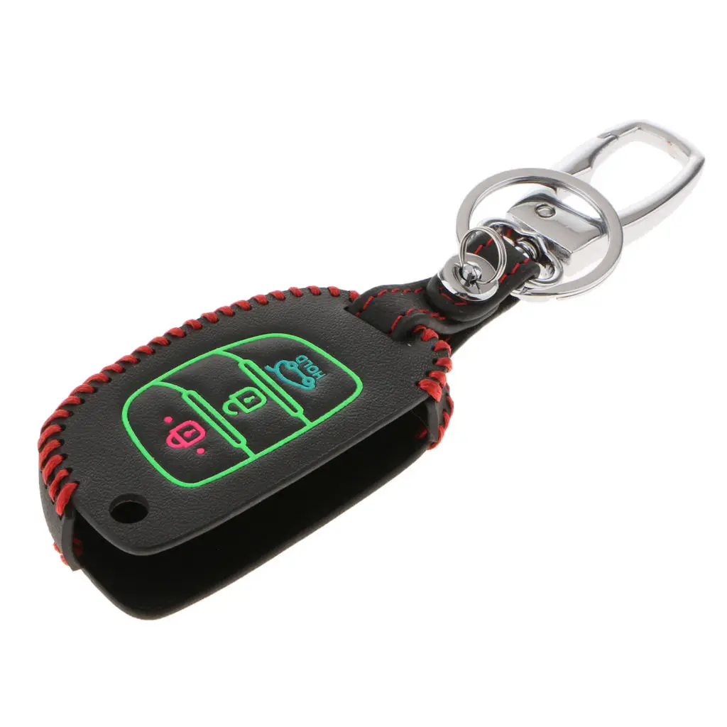 Authentic Leather Remote Smart Key Protector Bag with Chain for HYUNDAI 14 MISTRA 15 ELANTRA SANTA 13-15ix35 ix25 |