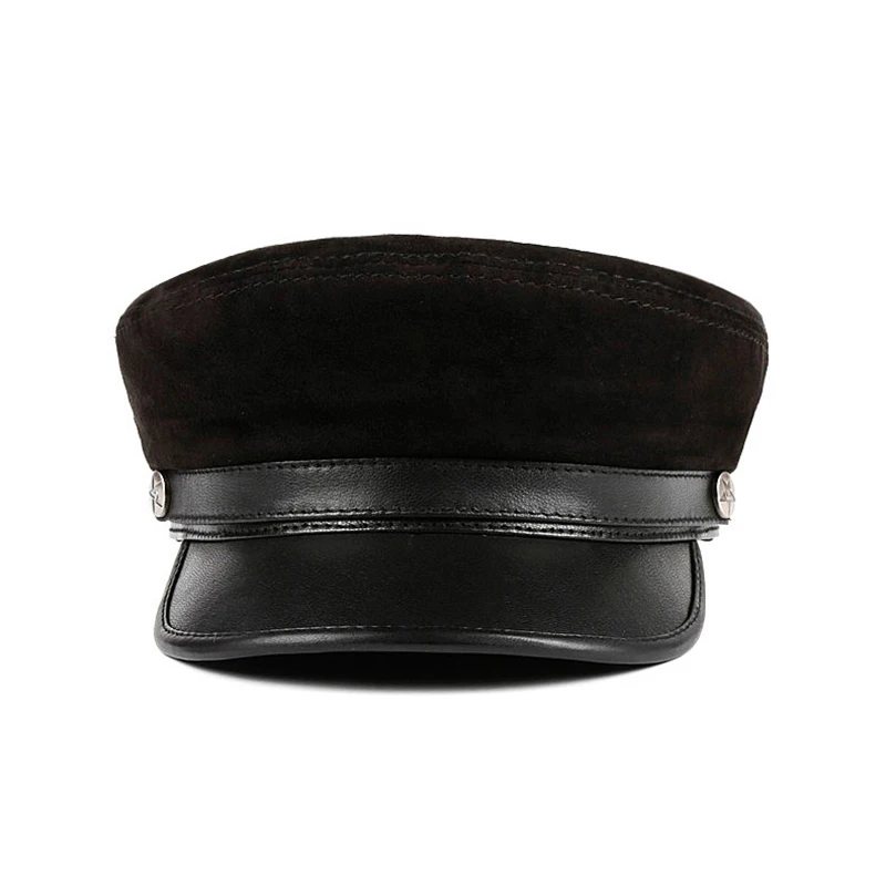 

Fashion Women Men Military Hat Spring Autumn Sailor Hats Black Ladies Beret Caps Flat Top Captain Cap Travel Cadet Octagonal Hat