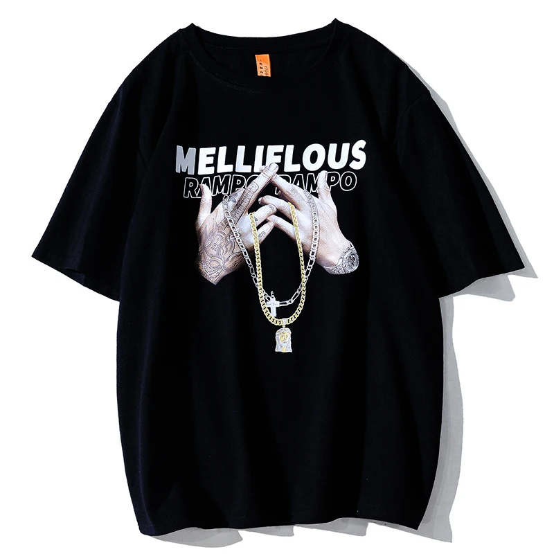 

Футболка с коротким рукавом для мужчин и женщин, хлопковый топ свободного покроя в стиле хип-хоп, футболка с принтом в европейском и америка...