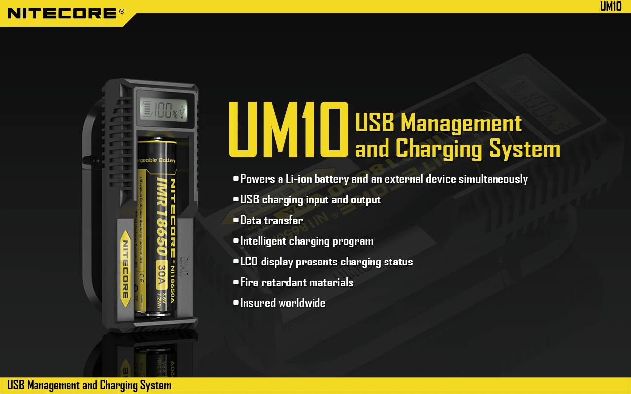 Nitecore UM2 UM4 ЖК-дисплей QC2.0 USB зарядное устройство UM10 UM20 18650 18350 16340 14500 анти короткая схема литий-ионная батарея зарядное устройство s