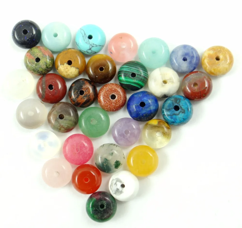 Лидер продаж модные плоские круглые бусины из натурального камня 8*4 мм для