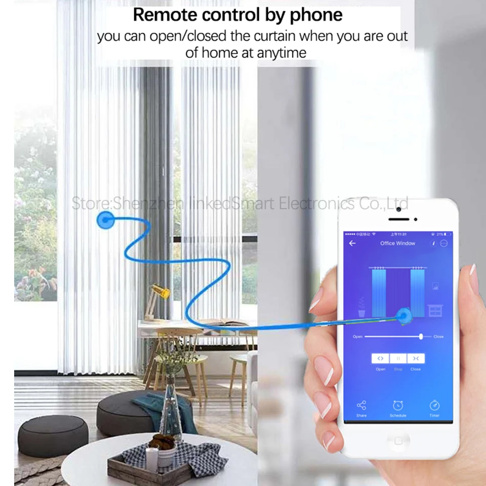 Smart Electric WIFI Curtain Motor Tuya APP/Ewelink APP remote control work with alexa/google home Home curtain system | Электроника