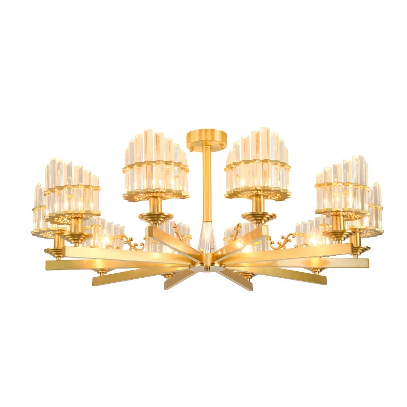 Современная светодиодная Золотая люстра подвесная медная лампа для фойе