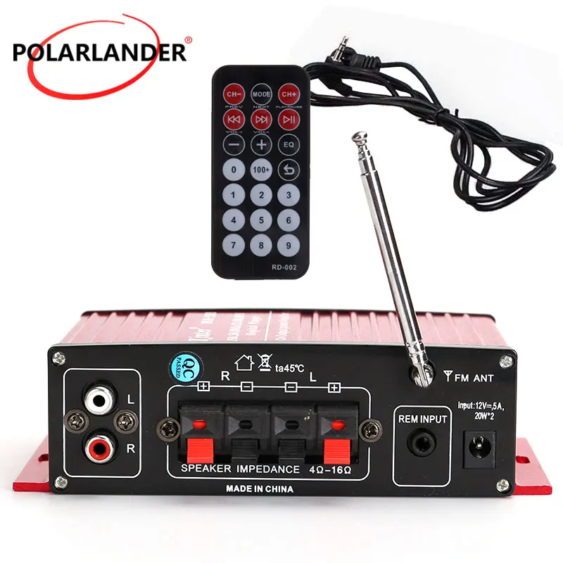 SD-карта оригинальный MP3 USB 12 в автомобильный стерео аудио усилитель 20 Вт x2 RMS 2CH