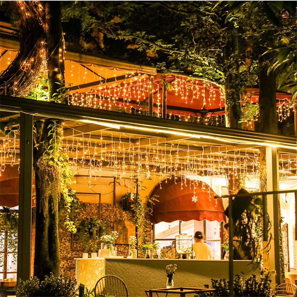 Светодиодный светильник на солнечной батарее 3 м/5 м сказочный занавес сосулька 7