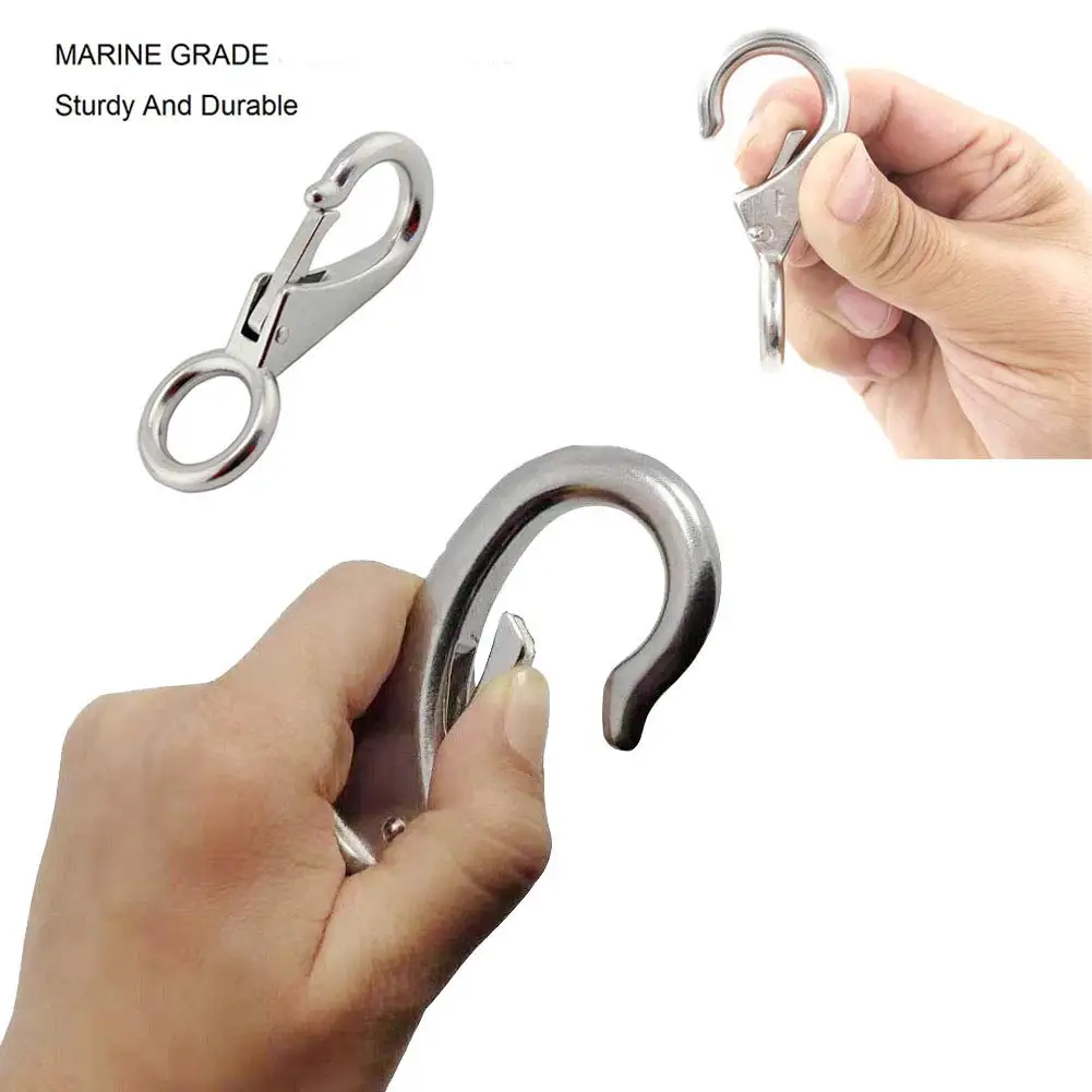 

Marine Grade Stainless Steel 316 Rigid Loaded Fixed Eye Spring Clip Snap Hook Carabiner Marine Hardware Accessories for Boats