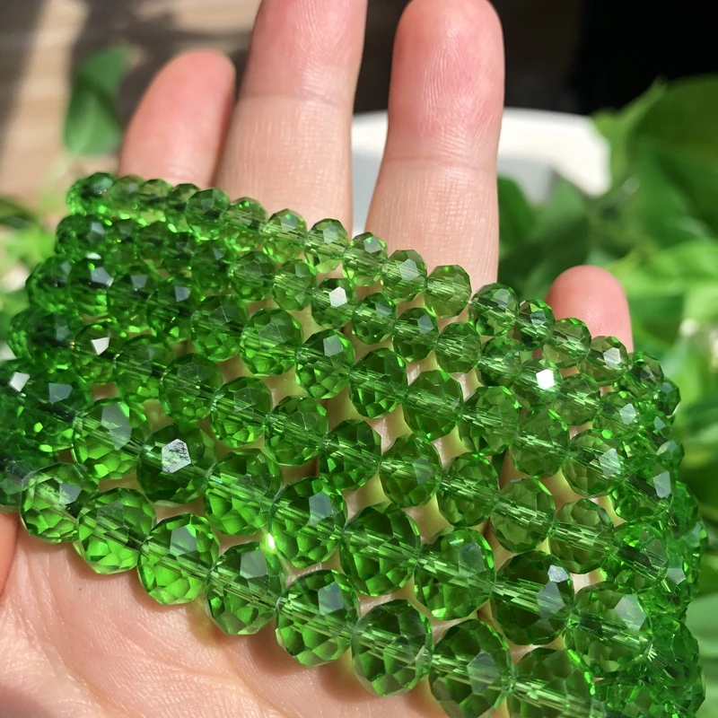 

Glass Beads for Bracelets 4/6/8/10/12mm Faceted Green Austria Crystal Round Loose Beads for Jewelry Making Diy Bracelet Strand