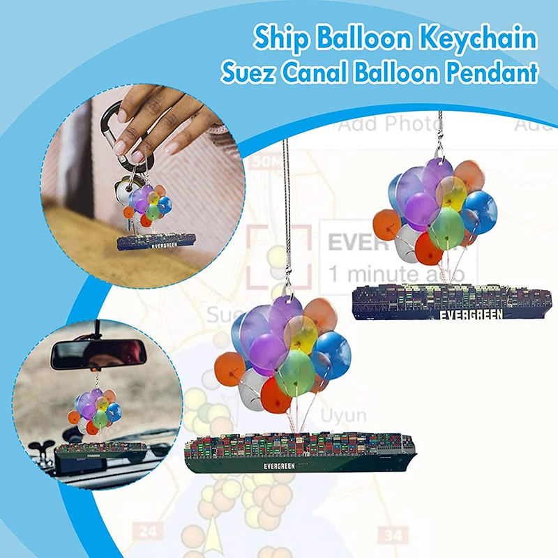 

Boat Cat Hanging Ornament with Colorful Balloon Car Hanging Ornament Car Interior Decor MDJ998