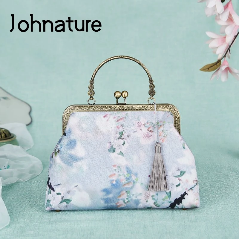 

Johnature Retro Chinese Style Women Handbag 2022 New Handmade Cheongsam Bag Banquet Ladies Bags Female Shoulder Bags