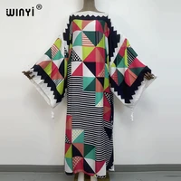 winyi winter cotton feeling longue hiver elegant long sleeve african dress for women stripe print female dresses vestdios abaya