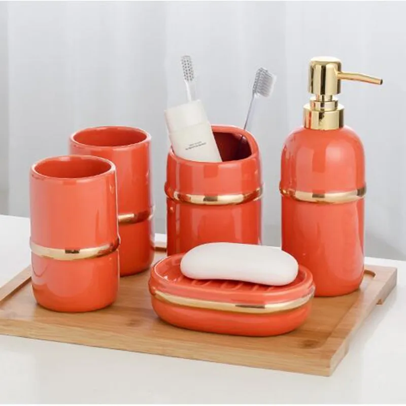 Керамический простой модный набор аксессуаров для ванной комнаты стиральные