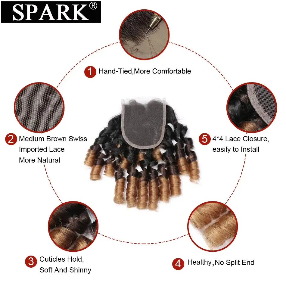 Волнистые волнистые бразильские волосы 3 пряди с закрыванием натуральные Remy