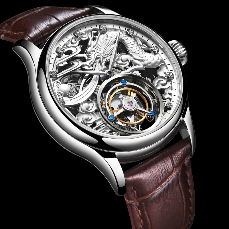 DOM Tourbillon часы для мужчин лучший бренд класса люкс водонепроницаемый кожаный