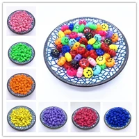 30pcs 10mm flowers shape smiley face acrylic spacer beads for diy handmade jewelry accessories make