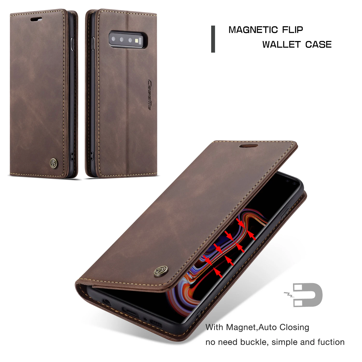Подходит для samsung Galaxy Note10 S10 S9 S8 A70 A30 A50 A80 чехол, деловой стиль ретро матовый мягкий PU мобильный чехол для телефона