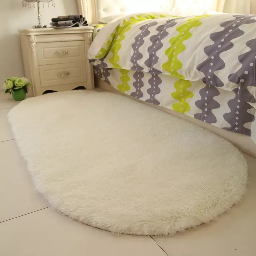 

Children's bedroom fluffy non-slip floor mats oval soft microfiber thick plush door mat carpet little fairy room decoration