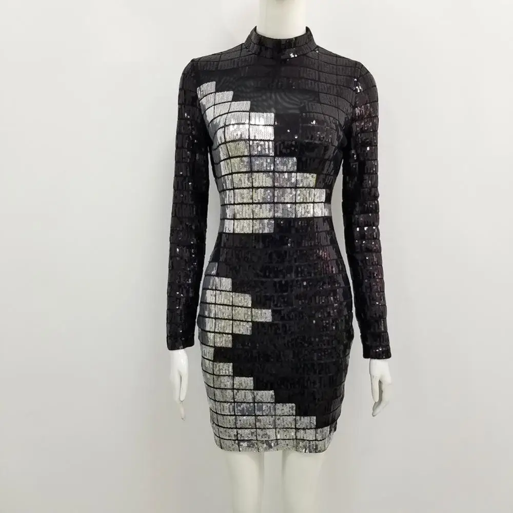 Женское модное Клубное платье Sequiend с высоким воротником соблазнительное